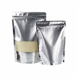 Packing Bags Wholesale Sier With Window Stand Up Aluminium Foil Bag Self Seal Food Storage Doypack Coffee Tea Snack Party Pouch Lx1124 Dhot0