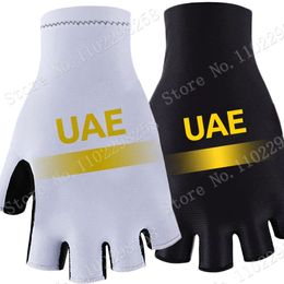 Sports Gloves UAE Team Cycling 2023 White Bicycle Half Finger Glove One Pair Size MXL Gant Cyclisme 230821