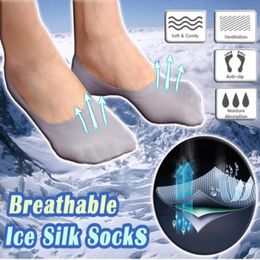 Sports Socks Unisex 1 Pairs Men Breathable Silk Low Cut Liner Non Slip Summer Ultra-thin Invisible Shallow Mouth