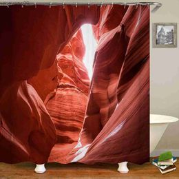 Shower Curtains Beautiful Scenery Printed Fabric Shower Curtain Bathroom Curtains Waterproof Bath Screen with R230822