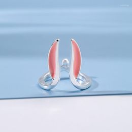 Wedding Rings Cute Pink Ear Adjustable Jewelry Opening Animal For Girl Lover Couple Women Lady Valentine's Day Gift
