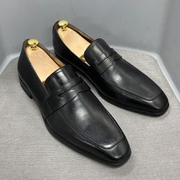 Dress Shoes Classic Italian Style Men Loafer Casual Shoes Genuine Cowhide Leather Business Dress Shoes Men Flats Luxury Handmade Men Flats 230821