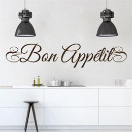 Wall Stickers French BON APPETITE Quotes Murals Removable Kitchen Dining Room Decals Decoration Poster DW6767