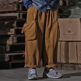 Multi-pocket Cargo Pants Men's High Street Wide Leg Pants Street Trend Loose Straight Leg Long Pants