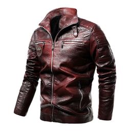 Men's Trench Coats Mcikkny Fashion Winter Pu Leather Jackets Stand Collar Fleece Lined Outwear For Male Size L 4XL Windbreak 230822