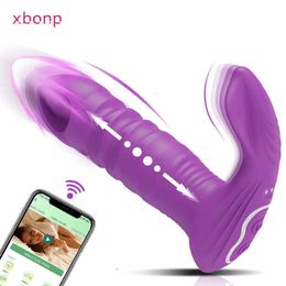 Bluetooth App Controlled Vibrator Female Wireless Thrusting Dildo g Spot Clitoris Stimulator Wear for Women Panties