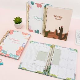 2023-2024 English Printed A5 Weekly Planner Daily Plan Schedule Book Notebook Coil Diary