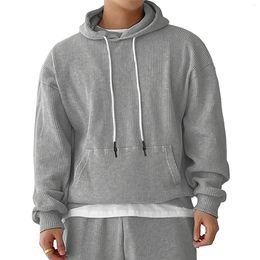 Men's Hoodies Men Casual Streetwear Sweatshirt Solid Color Long Sleeve Drawstring Active Hooded Sweatshirts With Kangarooss Pockets