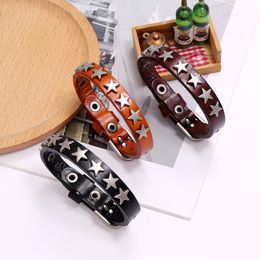 Charm Bracelets Vintage Star Leather Watchband Bracelet for Women Four Colours Fashion Adjustable Trend Cool Jewellery Gift 230821