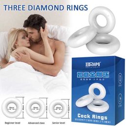 Massager 3pcs Penis Cock Rings Adult for Men Delayed Ejaculation Lasting Chastity Cage Multifunction Reusable Supplies