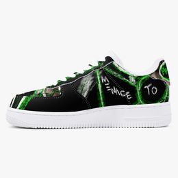 Customised shoes Men's fashionable casual shoes DIY women's shoes White background black green anime character images 9673