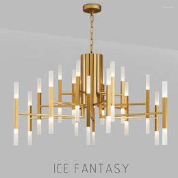 Chandeliers Nordic LOFT LED Living Room Dining Lighting Bedroom Bedside Pendant Lamp Villa Duplex Lobby Interior Decoration