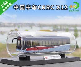 Diecast Model 1 43 Original Chinese Car Crrc X12 Pure Electric Alloy Bus Simulation Toy Gift Collection Display 230821