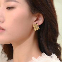 Stud Earrings Punk Special Personality Design Metal Gold Silver Colour Wrinkle Piercing For Women Japanese Charms Ear Jewellery