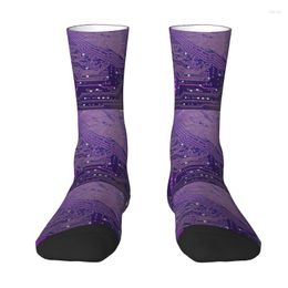 Men's Socks Mauve Electronic Circuit Board Men Women Crew Computer Science Microchip Technology Spring Summer Autumn Winter Dress Sock