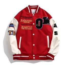 Men's Jackets High Street Vintage Varsity Men Embroidery Letter Baseball Jacket Harajuku College Style Coat Oversize Unisex Streetwear 230822