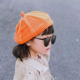 Unisex Kids Berets Colorful Children Knitted Berets Winter Warm Pumpkin Baby's Hat Painters Cap174R