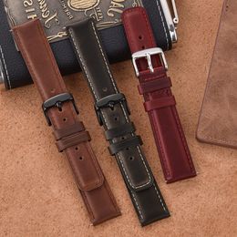 Watch Bands Vintage Oil Wax Leather 20mm 22mm Genuine Strap Universal Quick Release Bracelet Men Women Wrsitband 230821