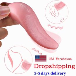 Massager Tongue Licking Vibrator g Spot Clitoral Stimulator Clit Women Rechargeable Nipple Female Heating Mini Masturbator