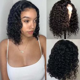 Synthetic Wigs Short Water Wave Bob Wig 12A Malaysian Lace Front Human Hair 4X4 Closure for Women 13x4 Frontal 230821