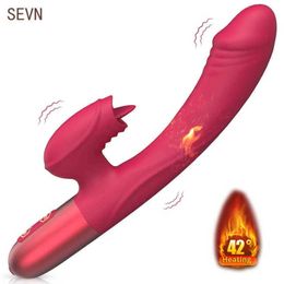 Rabbit Vibrator Dildo for Women g Spot Stimulator Clitoral Tongue Licking Vibrating Heating Realistic Masturbator Adult