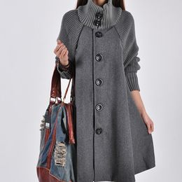 Women's Wool Blends Korean Version Of Large Size Women Winter Coat Long Loose Woollen Coat Cloak Wool Trench Coat 230821