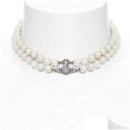 Strands Strings Vivienne Queen Mother Of The West Vivian Graziella Double-Layer Pearl Necklace Ins Same Style As Japanese And Korean Dh4S3