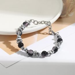 Charm Bracelets Adjustable Stainless Steel Chain Bracelet Amethyst Stone Beaded For Women Pulseras Jewellery Men Bileklik Accessories