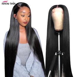 Ishow Straight Brazilian Full Lace Human Hair Wigs Natural Colour Lace Front Wig for Women Girls All Ages 8-26 inch Peruvian Malays310D