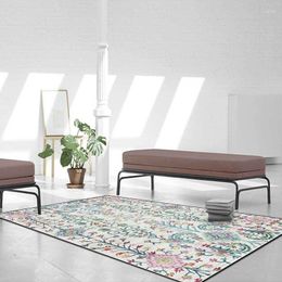 Carpets American Ethnic Style Area Rugs Bedroom Bedside Non-Slip Floor Mat Geometric Flowers Home Decor Living Room Sofa Table Carpet