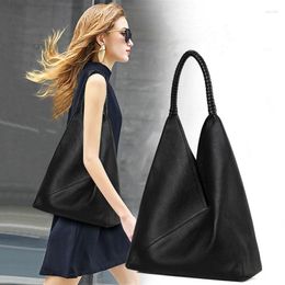 Evening Bags Black Fashion Woman Braided Handle Hobo Simple Style Genuine Leather Shoulder Bag Ladies Casual Design Underarm 2023