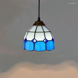 Pendant Lamps 15cm Creative Tiffany Coloured Glass Living Room Restaurant Bar Club Mediterranean Blue Small Droplight Glaze