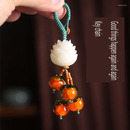 Keychains Persimmon Wishful Mobile Phone Chain Keychain Bodhi Flower Pendant Ladies Fashion Jewelry Accessories