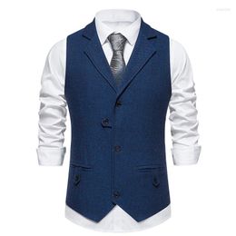 Men's Vests Men Suit Vest Business Casual Blazer Waistcoat Wedding Turn Down Collar Single Breasted Sleeveless Formal Man