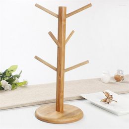 Hooks Wooden Coffee Cup Storage Rack Household Kitchen Hanging Display Beverage With 6 Wall Shelf Closet Organizer