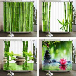 Shower Curtains Green Plant Bamboo Shower Curtain Bathroom Bath Curtain Waterproof 3D Printed Trees 180*200cm Bath Screen With R230829