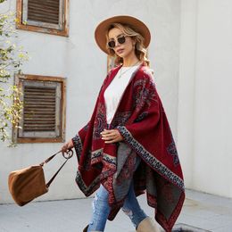 Scarves Women Winter Cape Poncho Imitated Cashmere Coat Elegant Cloak Thermal Ponchos capes et ponchos Warm blanket 230821