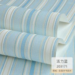 Wallpapers Blue Mediterranean Vertical Stripe Wallpaper Non-Woven Boys Girls' Room Bedroom Wallcovering 3D Decorative Roll