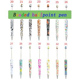 Ballpoint Pens 28pcs Flower Beadable Pens DIY Beaded Ballpoint Pens Plastic Beaded Pen School Office Stationery Student Teacher Gift Pens 230821