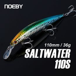 Baits Lures NOEBY 110mm 36g Heavy Sinking Minnow Fishing Rolling Wobblers Artificial Hard Jerkbait for Seabass Lure 230821