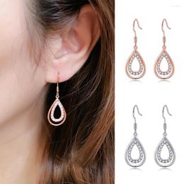 Dangle Earrings Classic Waterdrop Piercing Drop Earring For Women Rose Gold Colour Crystal Dainty Trend Ear Jewellery Dating Fashion Jewellry