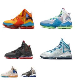 Mens James lebron 19 basketball shoes 19s Space Jam King Gang Uniform Orange Yellow Bred White Blue Wolf Grey sneakers tennis with