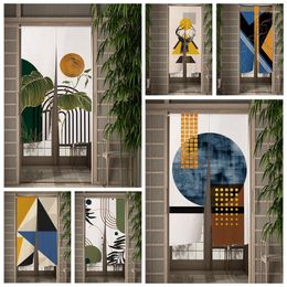 Curtain Morden Art Boho Door Plants Geometry Painting Baby Living Room Partition Curtains Drape Entrance Hanging Half-Curtain