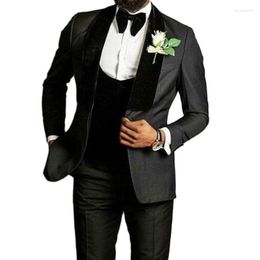 Men's Suits Black Velvet Wedding Tuxedo For Groom With Shawl Lapel 3 Piece Men Slim Fit Set Jacket Vest Pants Fashion Costume