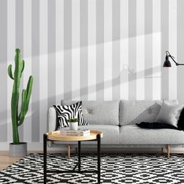 Wallpapers Grey Black And White Stripes Wallpaper Vertical Living Room Bedroom Clothing Store Background