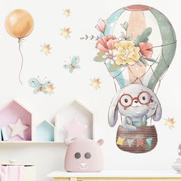 Wall Stickers air balloon Bunny Cartoon Animals for Baby Room Decor Removable PVC Decals Home Art Murals 230822