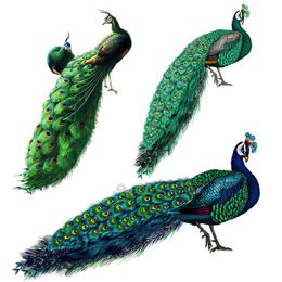 Wall Stickers Three Ratels QCF161 Beautiful peacock wall sticker for home decoration toilet Decal 230822