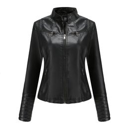 Womens Leather Faux Women Moto Biker Zipper Jacket Autumn Spring Motorcycle Black Red Coffee Apricot Chaqueta Cuero Mujer 230822