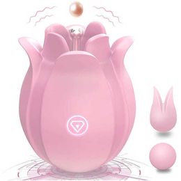 Rose Vibrator for Women Clitoris Stimulator Vibrating Heads Tongue Licking Nipple Vagina Massager Female Masturbator