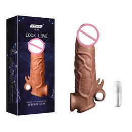 Enlarged lengthened wolf tooth vibration sleeve Dildo male penis husband wife shock adult